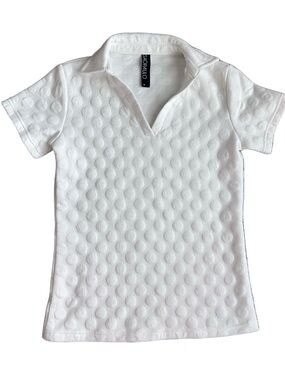 Sao Paulo Textured Bubble Knit Polo-  White - small